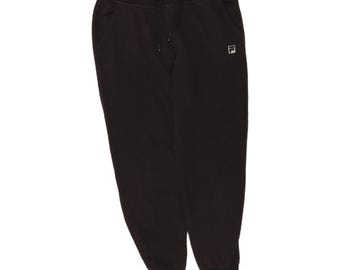 Chándal Fila para mujer, pantalones jogger, talla UK 8 pequeña, color negro, algodón.