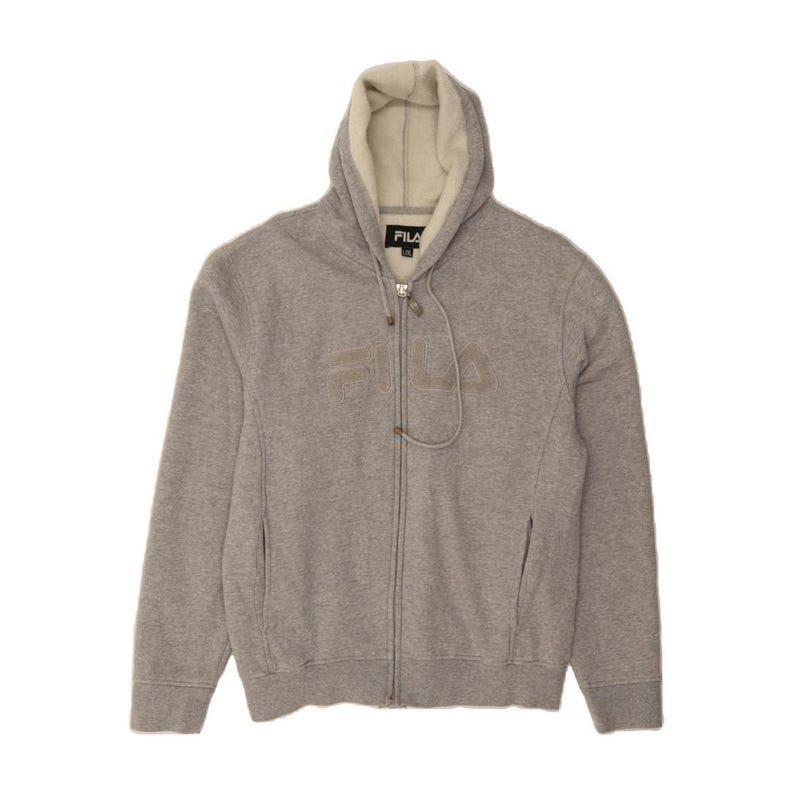 Fila mens graphic zip hoodie sweater large grey cotton image 1