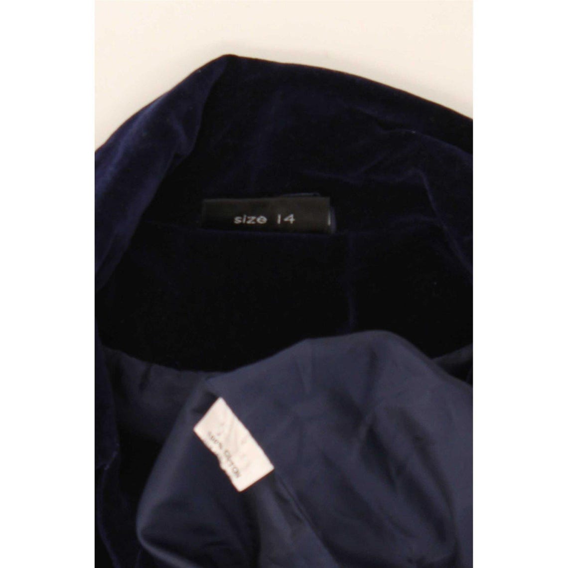 Vintage Womens 1 Button Blazer Jacket UK 14 Medium Navy Blue Cotton, Foto 3 von 4