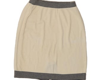 Vintage womens knit pencil skirt medium W28  white striped cotton