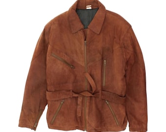 VINTAGE Damen Lederjacke UK 18 XL Braunes Leder
