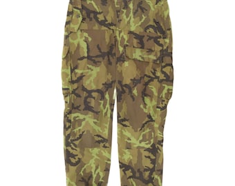 Pantalones cargo deportivos vintage para hombre, talla W36 L30, color verde camuflaje, algodón.