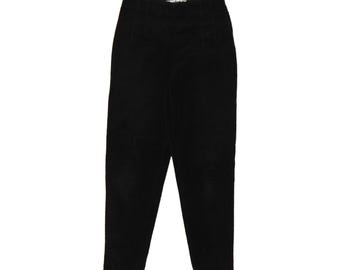 Pantalon slim vintage en velours côtelé pour femmes IT 40 small W32 L30 coton noir
