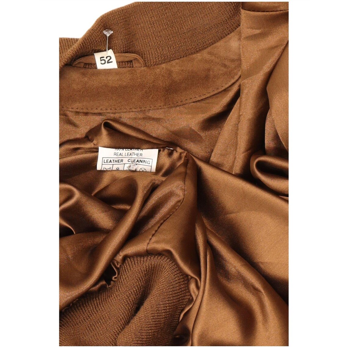Vintage Mens Suede Jacket IT 52 XL Brown Leather, foto 3 di 3