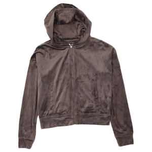 フィラ レディース クロップド丈 ベロア ジップアップ フーディー セーター UK 6 XS グレー ポリエステル