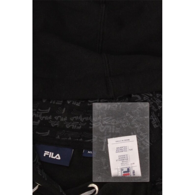 Fila pull à capuche graphique XL pour hommes en coton color block noir image 3