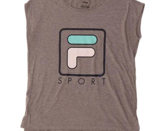 Fila womens graphic t-shirt top UK 14 medium grey