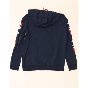 Fila mens graphic zip hoodie sweater UK 38 medium navy blue cotton image 2