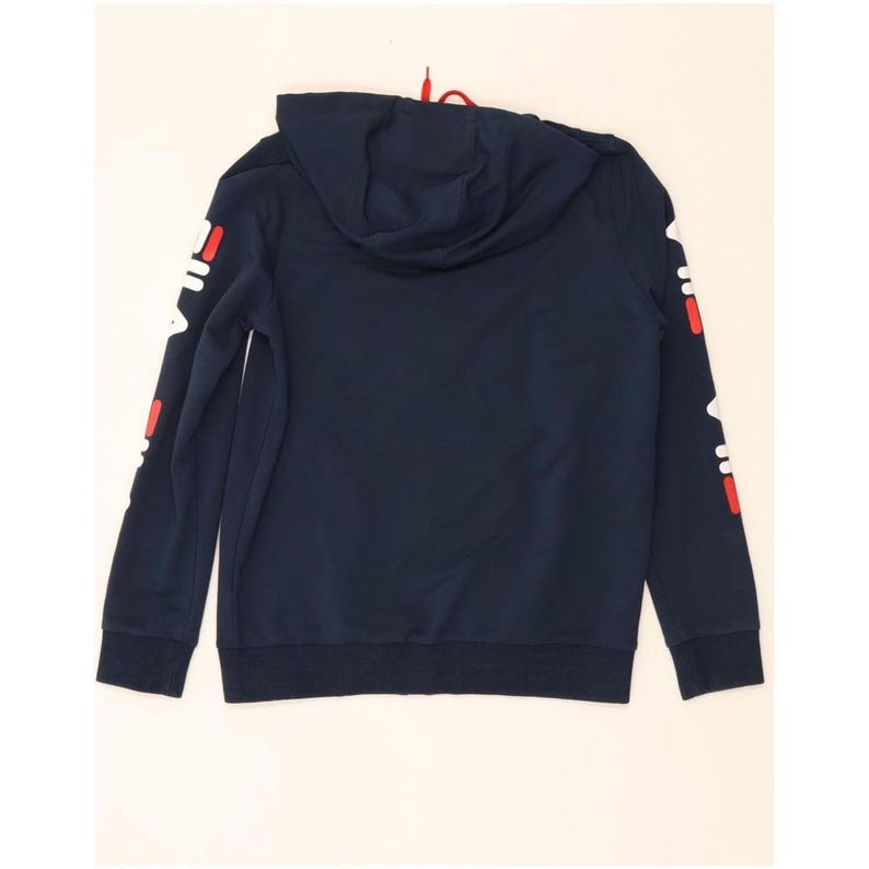 Fila mens graphic zip hoodie sweater UK 38 medium navy blue cotton image 2