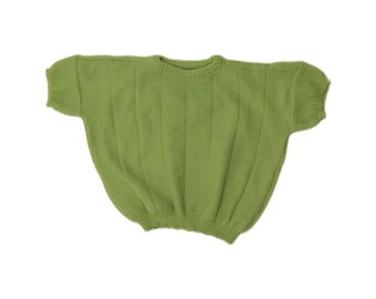 Maglione vintage da donna a maniche corte con scollo a barca, taglia UK 14 Large, verde.