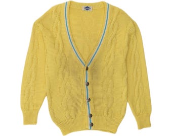 Cárdigan de hombre vintage, color amarillo medio