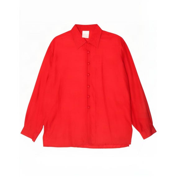 Vintage Womens Oversized Shirt Blouse UK 10 Small Red Silk