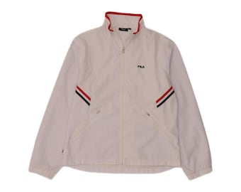Fila Mens Tracksuit Top Jacket Large White Polyester