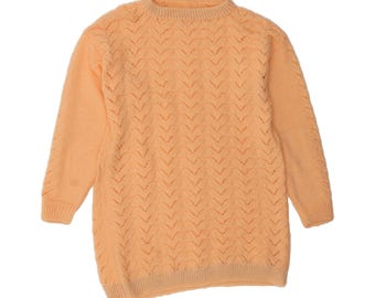 Vintage womens crew neck jumper sweater UK 16 large orange