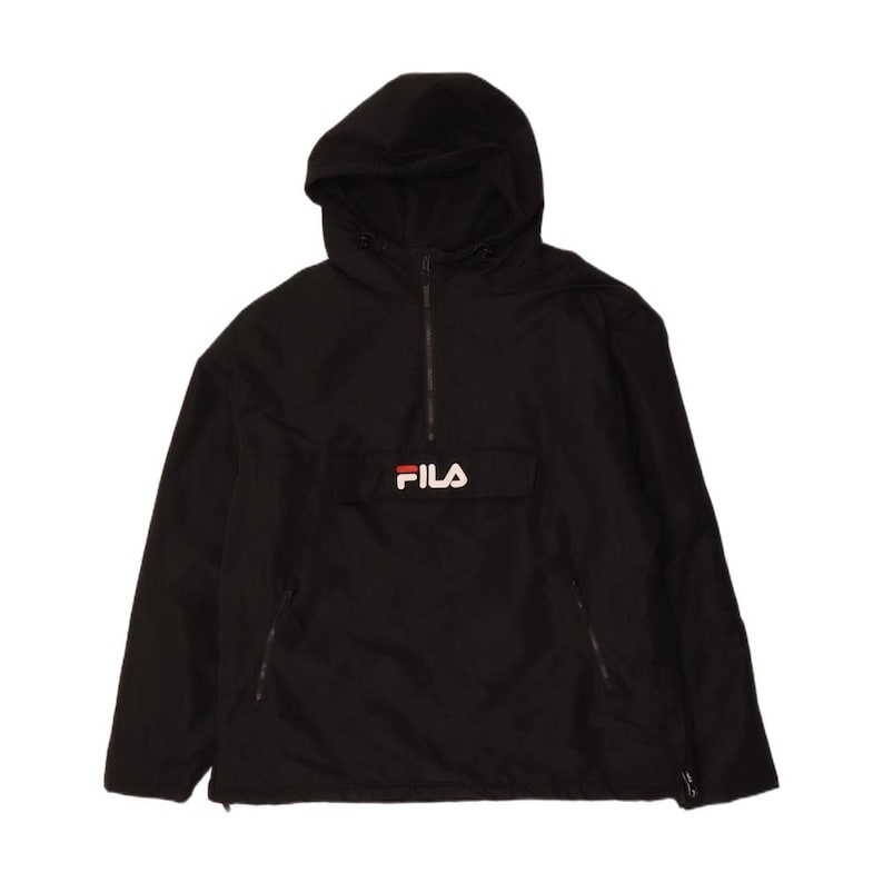 Anorak graphique à capuche Fila pour hommes UK 42 XL polyester noir image 1