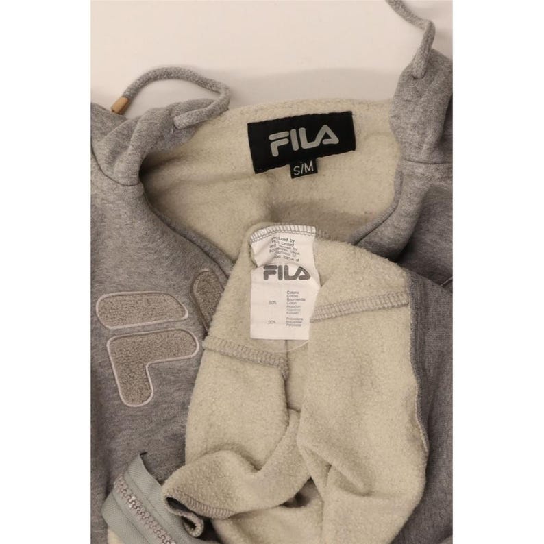 Felpa con cappuccio e zip oversize con grafica Fila da donna, taglia UK 10 small, cotone grigio immagine 4