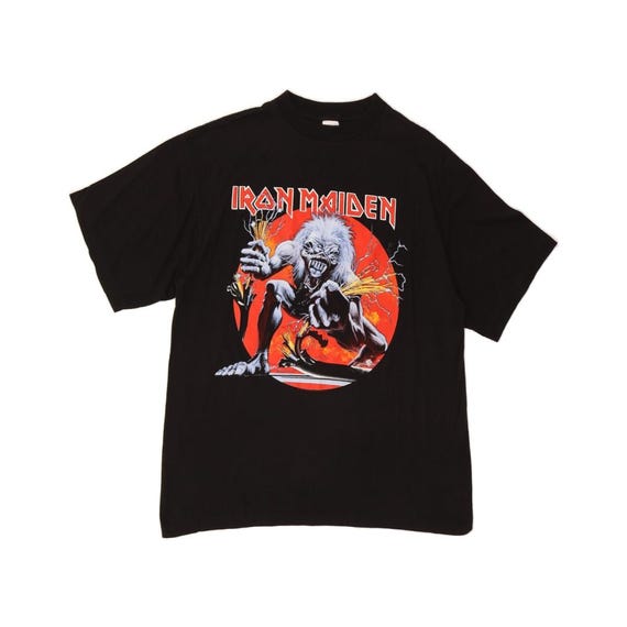 トップス vintage 90s 1993 IRONMAIDEN MUSIC VINTAGE Mens Iron Maiden 1993 Graphic T-shirt Top XL Black
