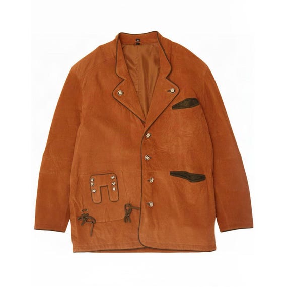 Vintage Mens Suede Jacket IT 56 3XL Brown Leather