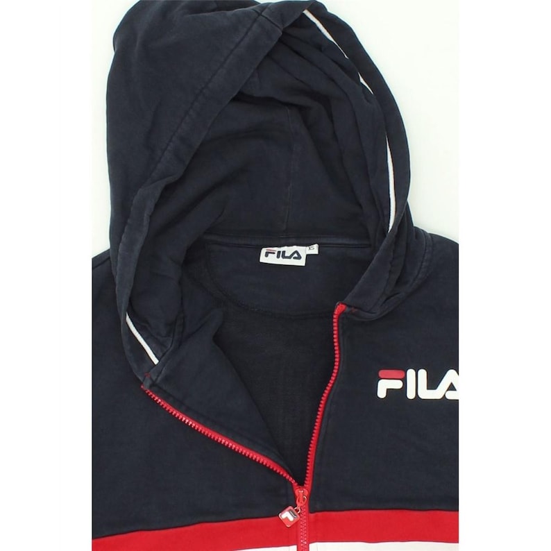 Fila Herren Grafik Zip Hoodie Pullover XS aus roter Baumwolle Bild 3