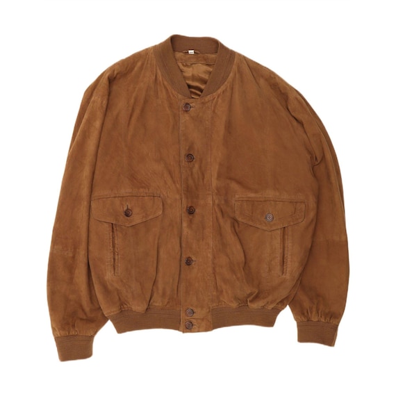 Vintage Mens Suede Jacket IT 52 XL Brown Leather