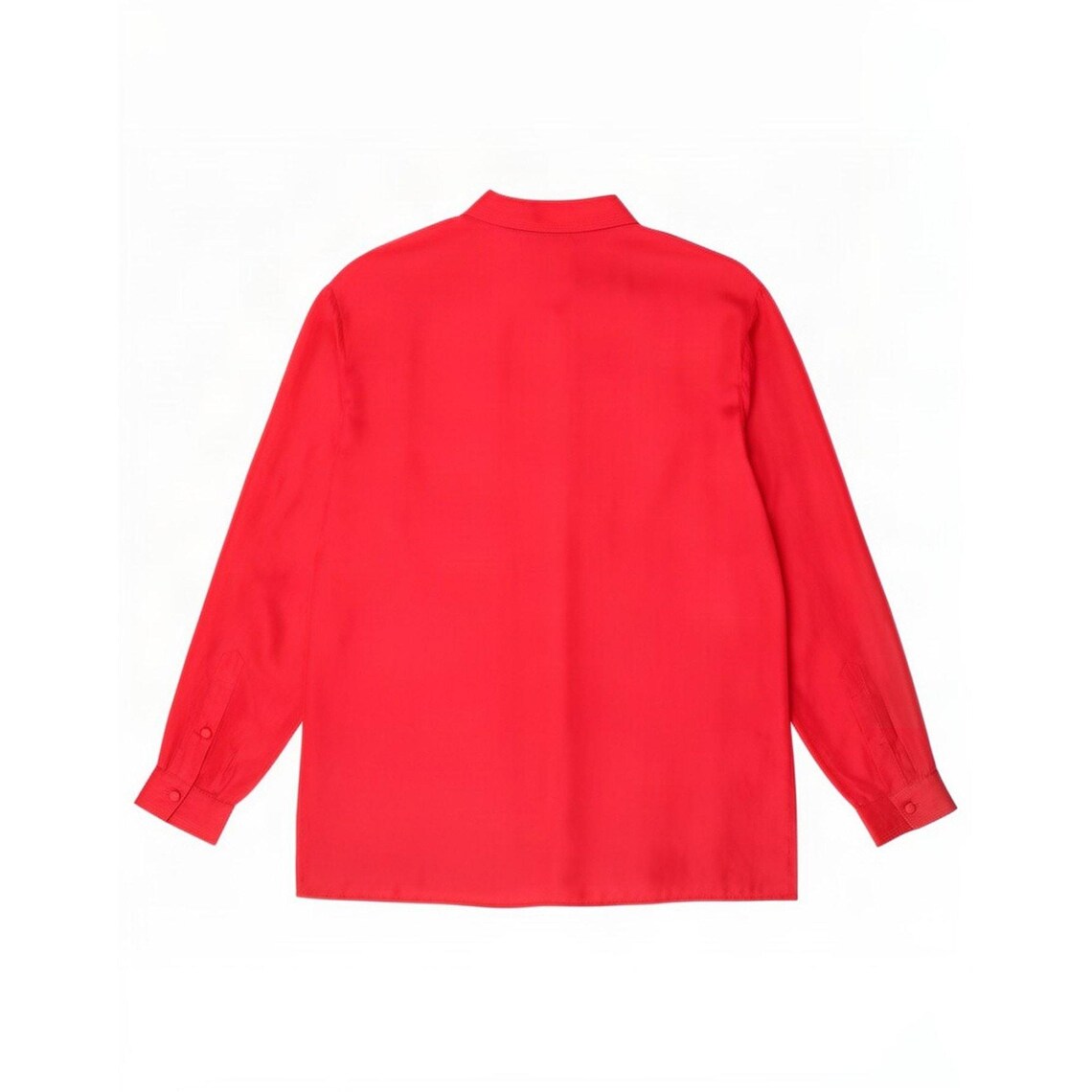 Vintage Womens Oversized Shirt Blouse UK 10 Small Red Silk, foto 2 di 4