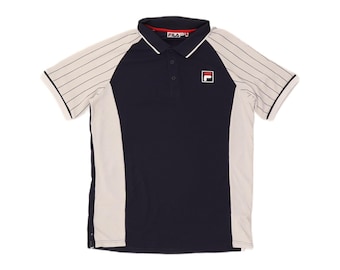 Fila Mens Polo Shirt XL Navy Blue Colourblock Nylon