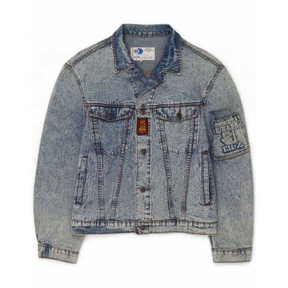 Vintage Mens Denim Jacket UK 38 Medium Blue