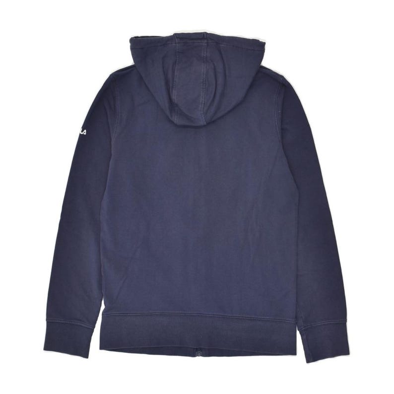 Pull à capuche graphique zippé pour femme Fila UK 14 grand coton bleu marine image 2