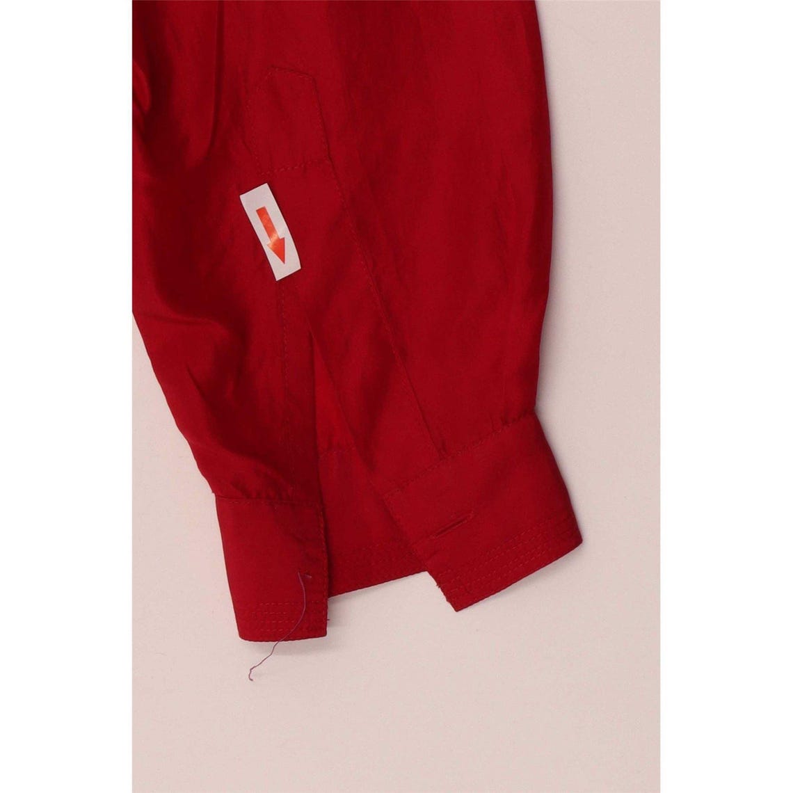 Vintage Womens Oversized Shirt Blouse UK 10 Small Red Silk, foto 3 di 4