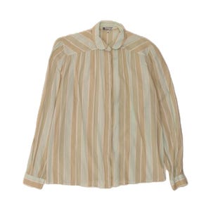 VINTAGE Womens Shirt IT 44 Medium Green Striped Cotton