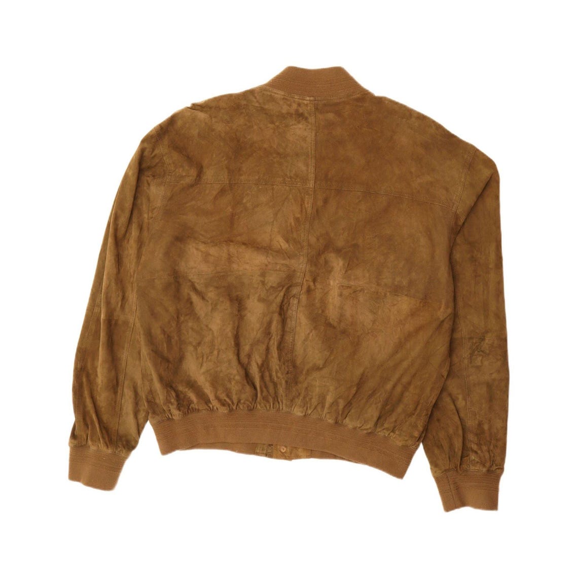 Vintage Mens Suede Jacket UK 42 XL Khaki Leather, foto 2 di 3