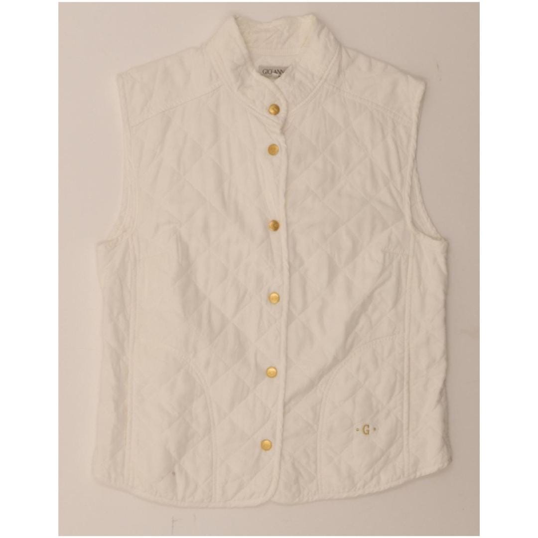 VINTAGE Womens Quilted Gilet IT 52 2XL White Tencel - Etsy
