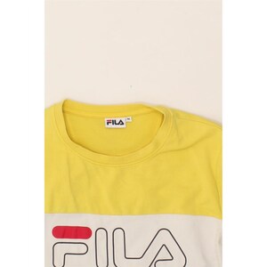 Camiseta Fila de manga larga con estampado gráfico para mujer, talla 14 del Reino Unido, algodón con bloques de color amarillo medio imagen 3