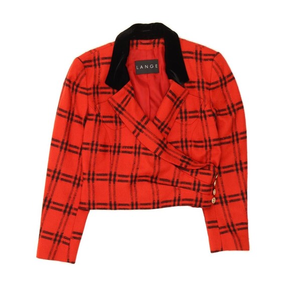 Buy VINTAGE Womens Crop Blazer Jacket IT 40 Small Red Check Wool