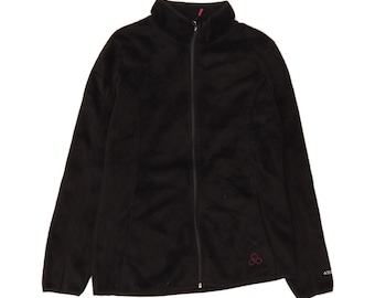 Chaqueta polar vintage para mujer, talla UK 12 mediana, color negro, poliéster.