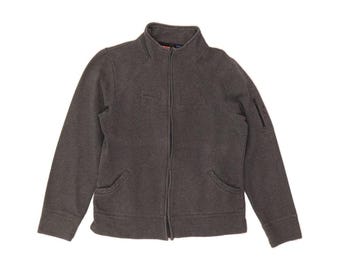 Fila womens graphic tracksuit top jacket UK 12 medium grey cotton