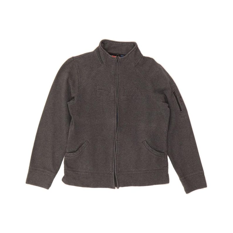 Fila dames trainingsjack met grafische print UK 12 mediumgrijs katoen afbeelding 1
