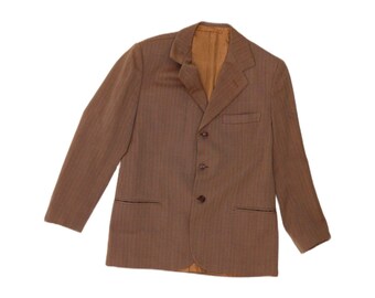 Vintage Mens 3 Button Blazer Jacket UK 36 Small Brown Striped Classic