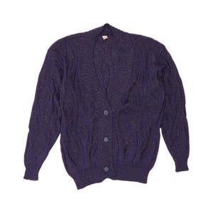 cardigan vintage pour femme EU 42 grand polyacrylique moucheté violet