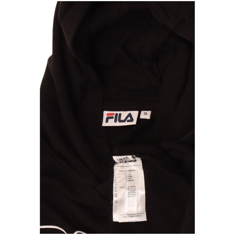 Fila Womens Graphic Oversized Hoodie Jumper UK 10 Small Black Cotton image 3