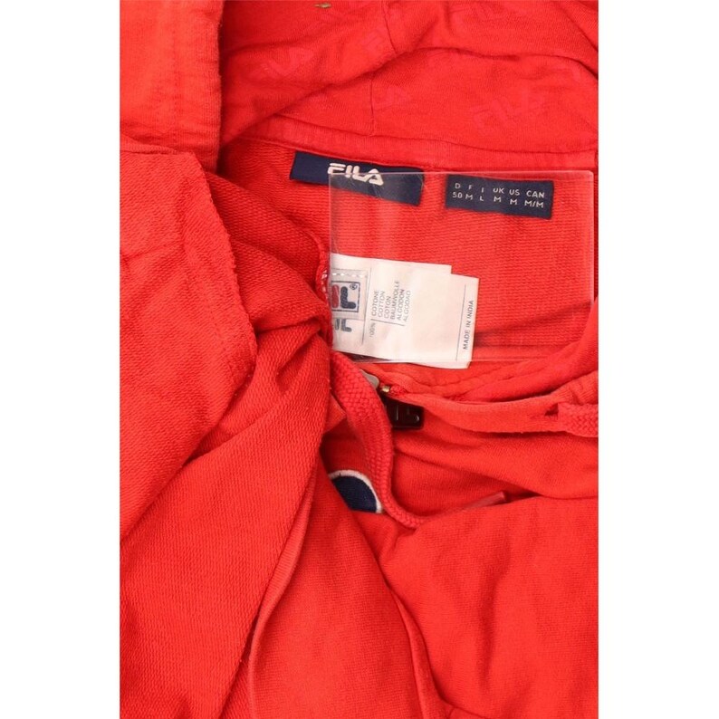 Felpa con cappuccio e zip grafica Fila Italia da uomo, in cotone color rosso medio immagine 3