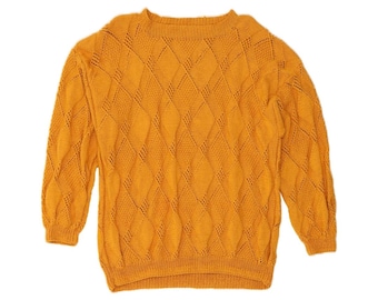 VINTAGE Pull à encolure bateau pour femmes UK 16 Large Jaune