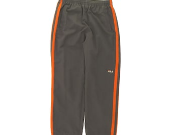 Pantalones de chándal Fila para hombre, talla grande, gris, a rayas, poliéster.