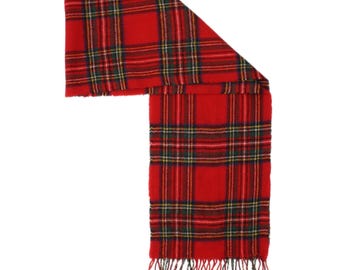 Bufanda rectangular vintage para hombre, talla única, de lana de cordero a cuadros rojos, estilo clásico.