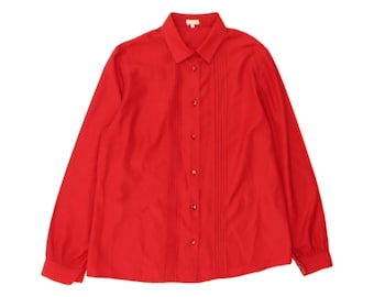 Camisa de esmoquin vintage para mujer, talla IT 51 XL, color rojo, poliéster.
