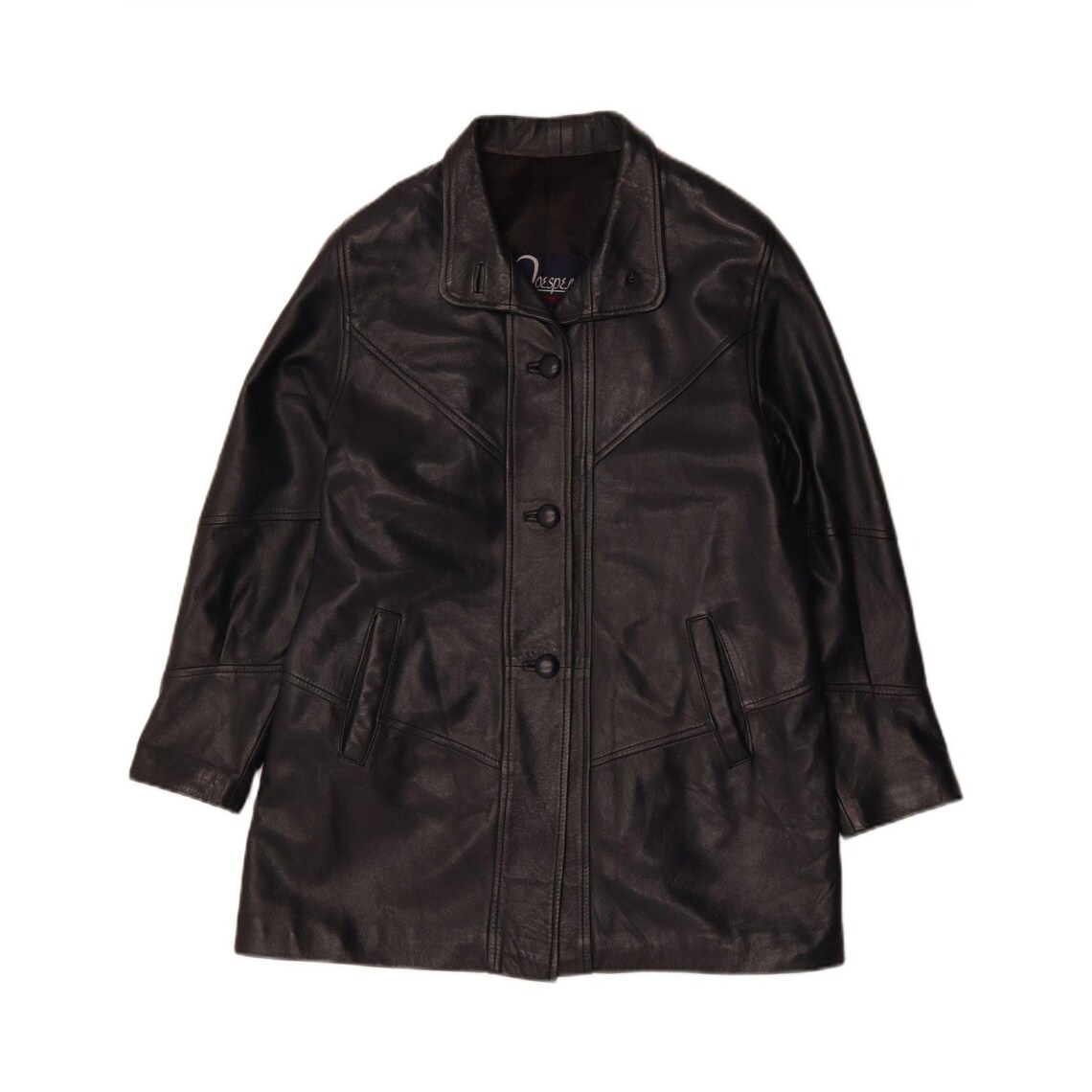 Vintage Womens Leather Jacket UK 14 Medium Black Leather, foto 1 di 3