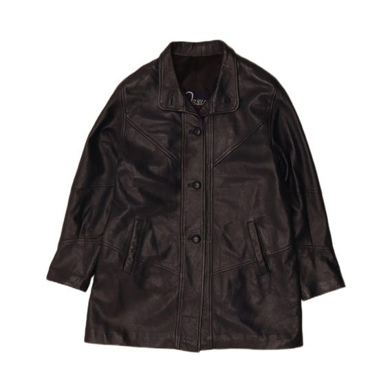 Vintage Womens Leather Jacket UK 14 Medium Black Leather