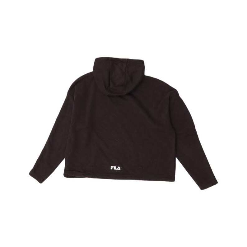 Fila Womens Graphic Oversized Hoodie Jumper UK 10 Small Black Cotton image 2