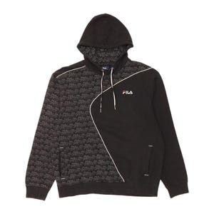 Fila pull à capuche graphique XL pour hommes en coton color block noir image 1