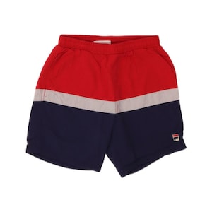 Pantalones cortos deportivos Fila para hombre, talla pequeña, color rojo, bloques de color, poliéster. imagen 1